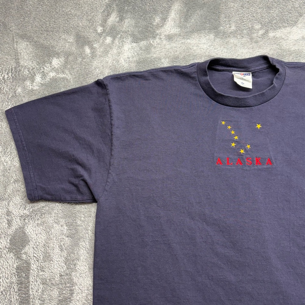 Jerzees T-Shirt Mens XL Navy Blue Good Alaska Embroidered Heavyweight - Picture 3 of 15